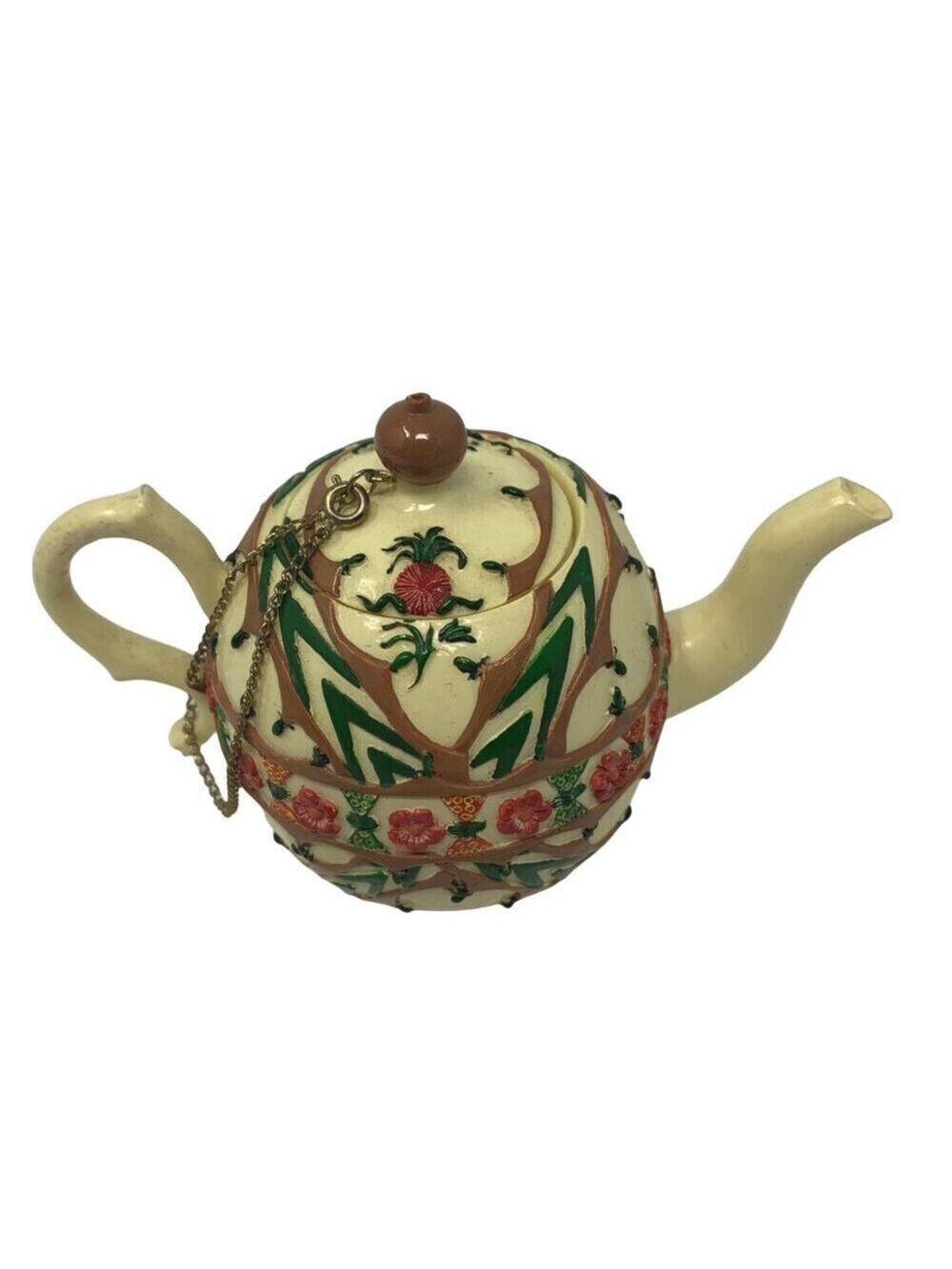 Vintage Nini Japan Hand Painted Teapot Trinket Box Floral Staffordshire Style - Picture 10 of 11